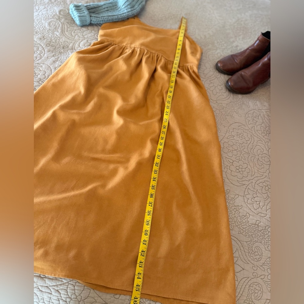 Sonoma Butternut Sienna Burnt Orange Linen Blend Pinafore Dress, Size S - Picture 10 of 15